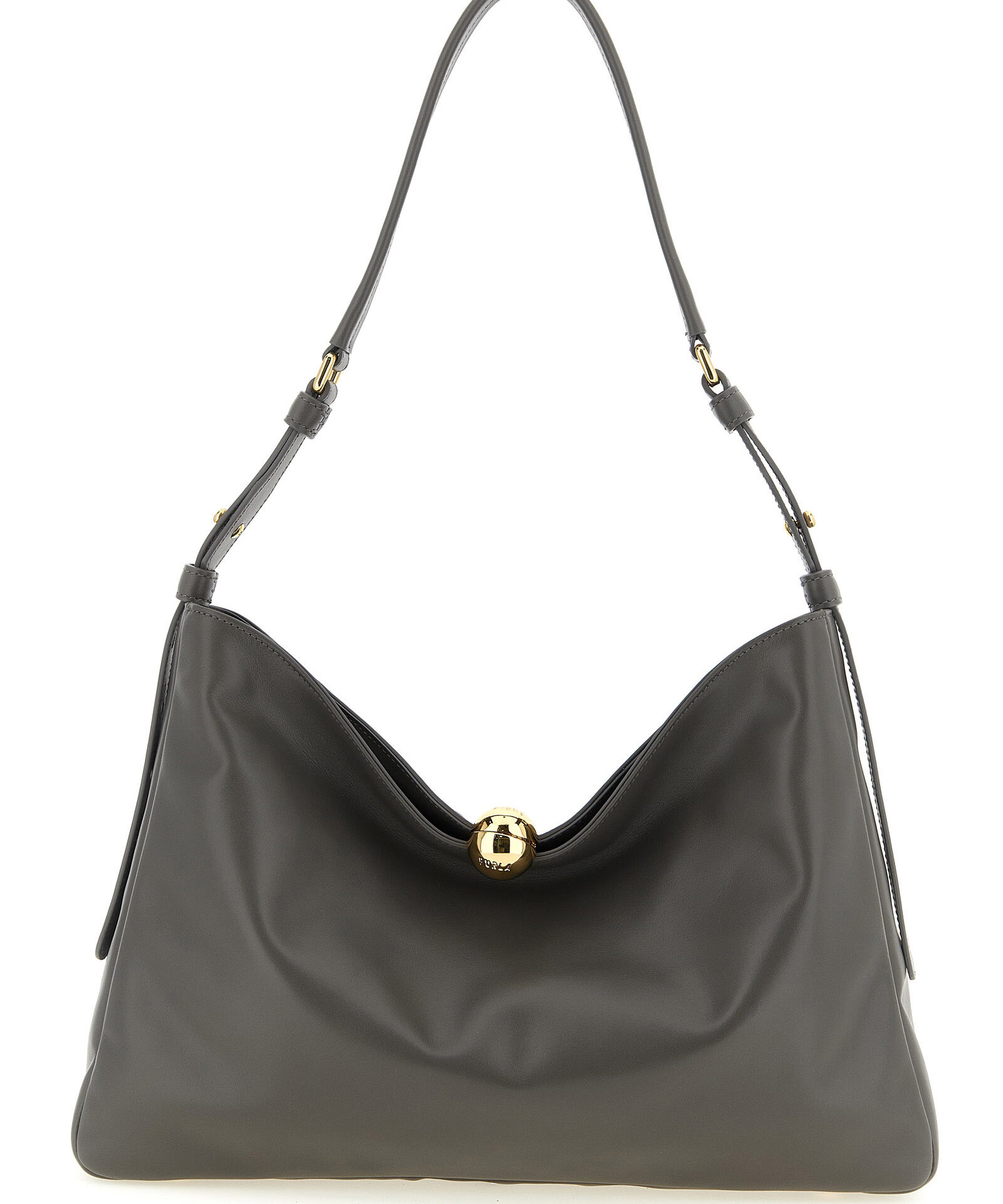 Furla Gray Calfskin Shoulder Bag