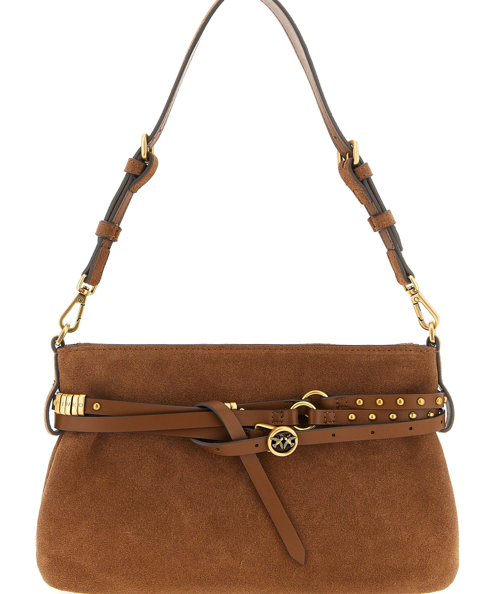 PINKO Brown Lamb Leather Shoulder Bag