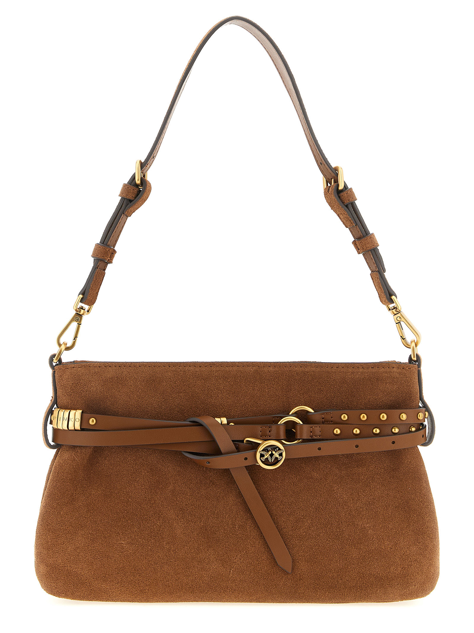 PINKO Brown Lamb Leather Shoulder Bag PINKO Brown Lamb Leather Shoulder Bag