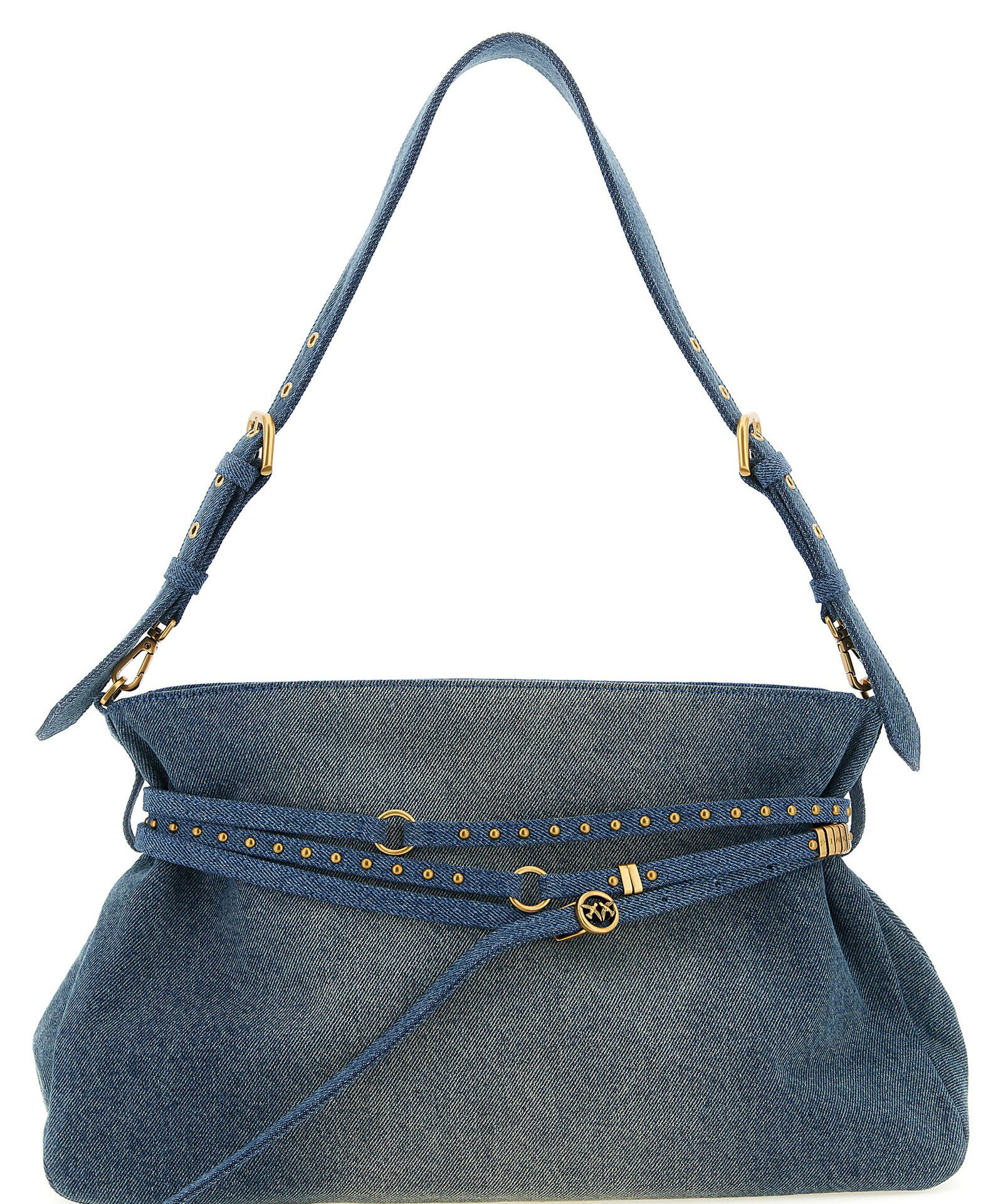 PINKO Blue Cotton Shoulder Bag