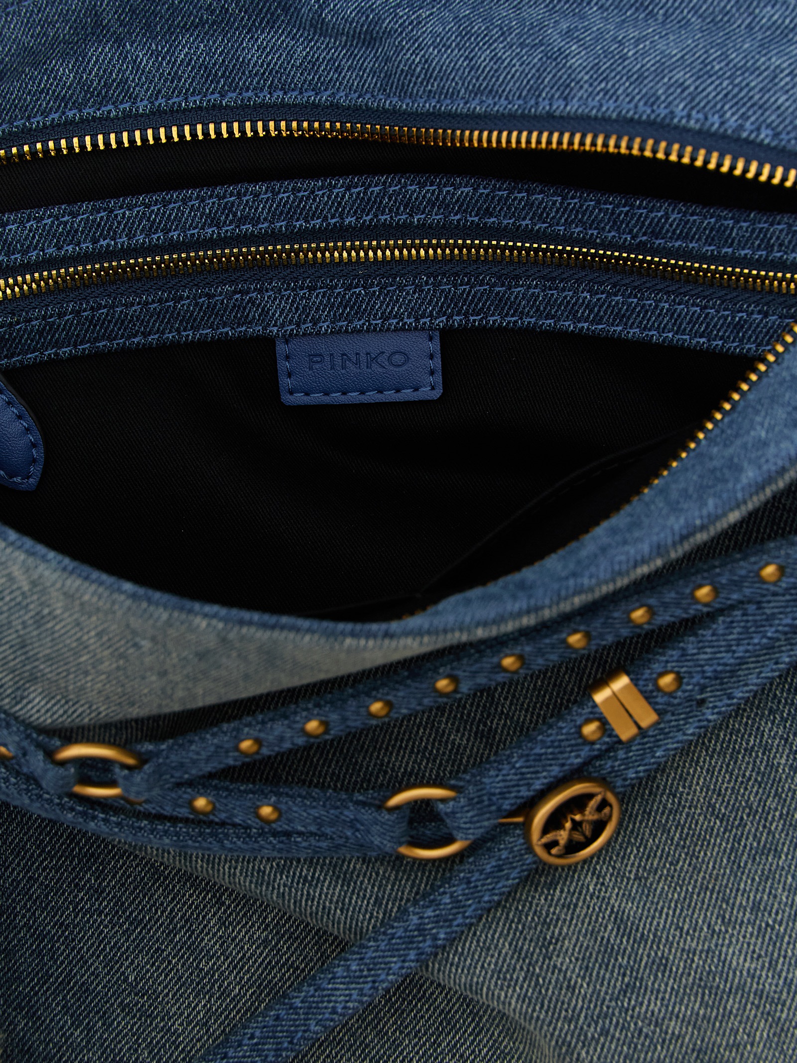 PINKO Blue Cotton Shoulder Bag PINKO Blue Cotton Shoulder Bag - Image 4