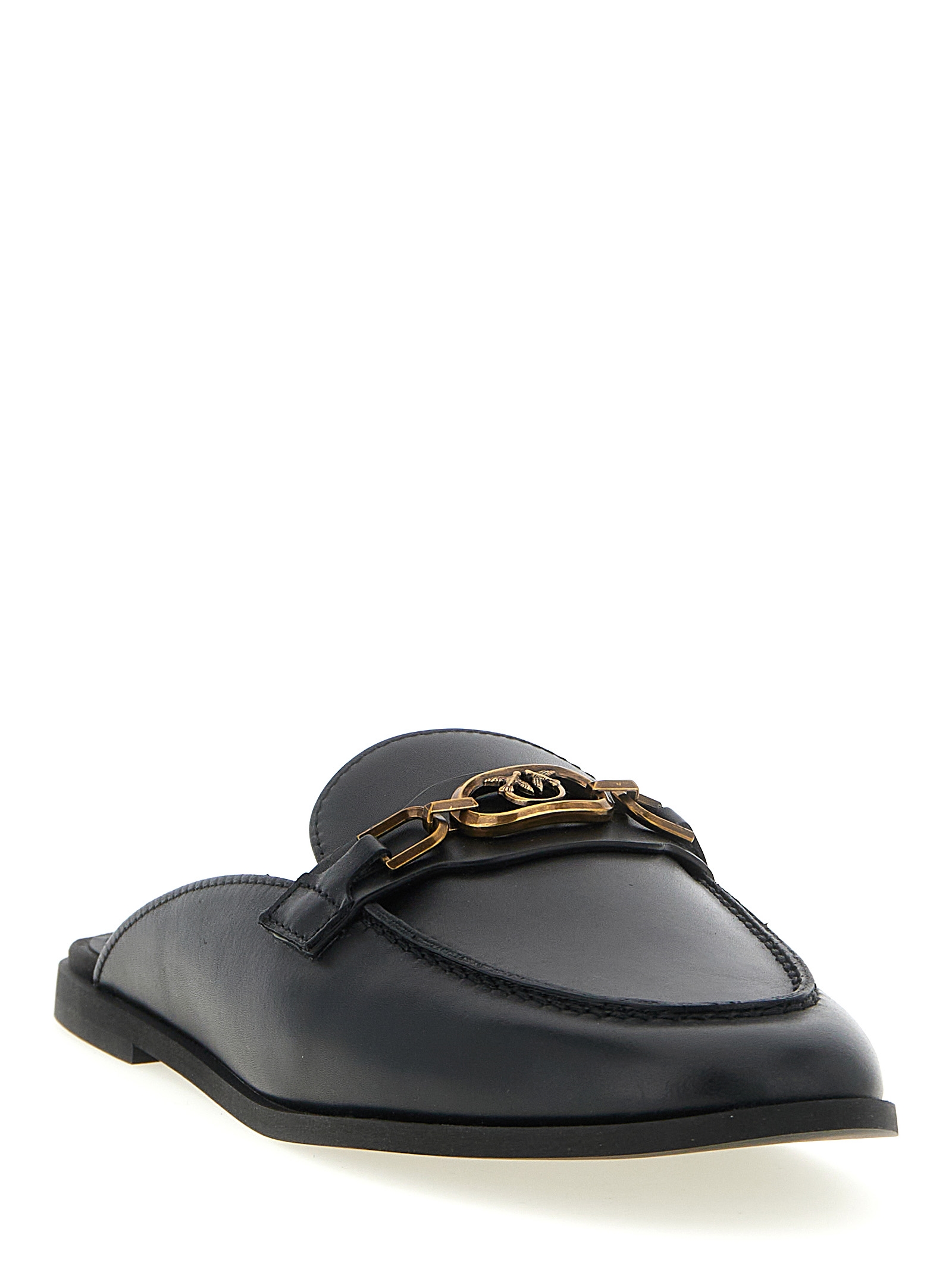 PINKO Black Calfskin Slides PINKO Black Calfskin Slides - Image 2