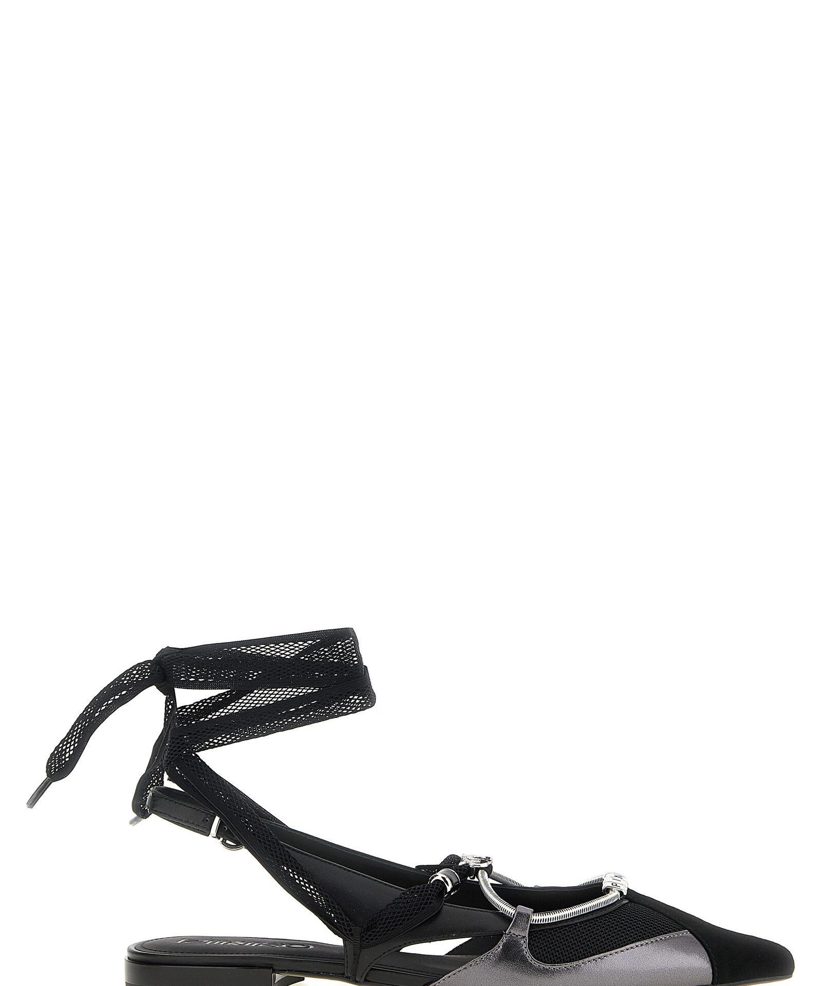 PINKO Black Leather Ballet Flats