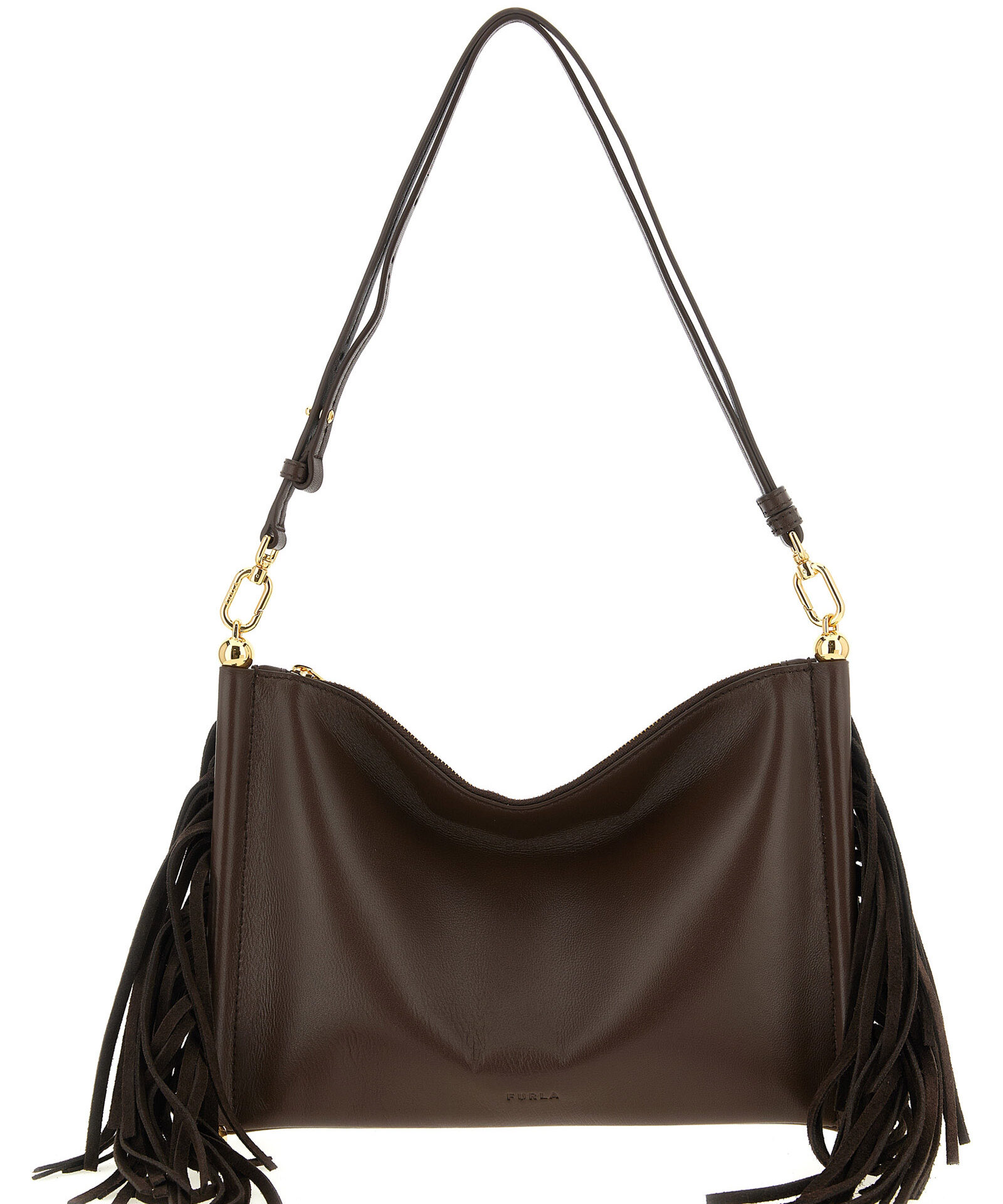 Furla Brown Lamb Leather Shoulder Bag