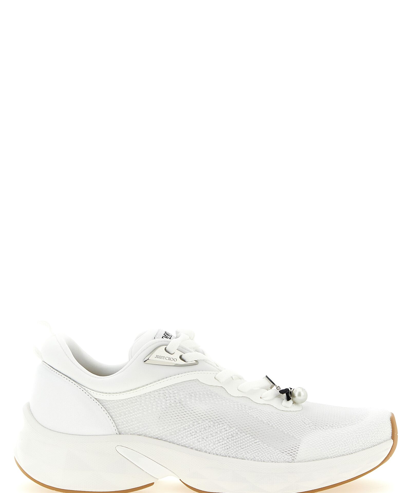 Jimmy Choo White Tencel Athletic Sneakers