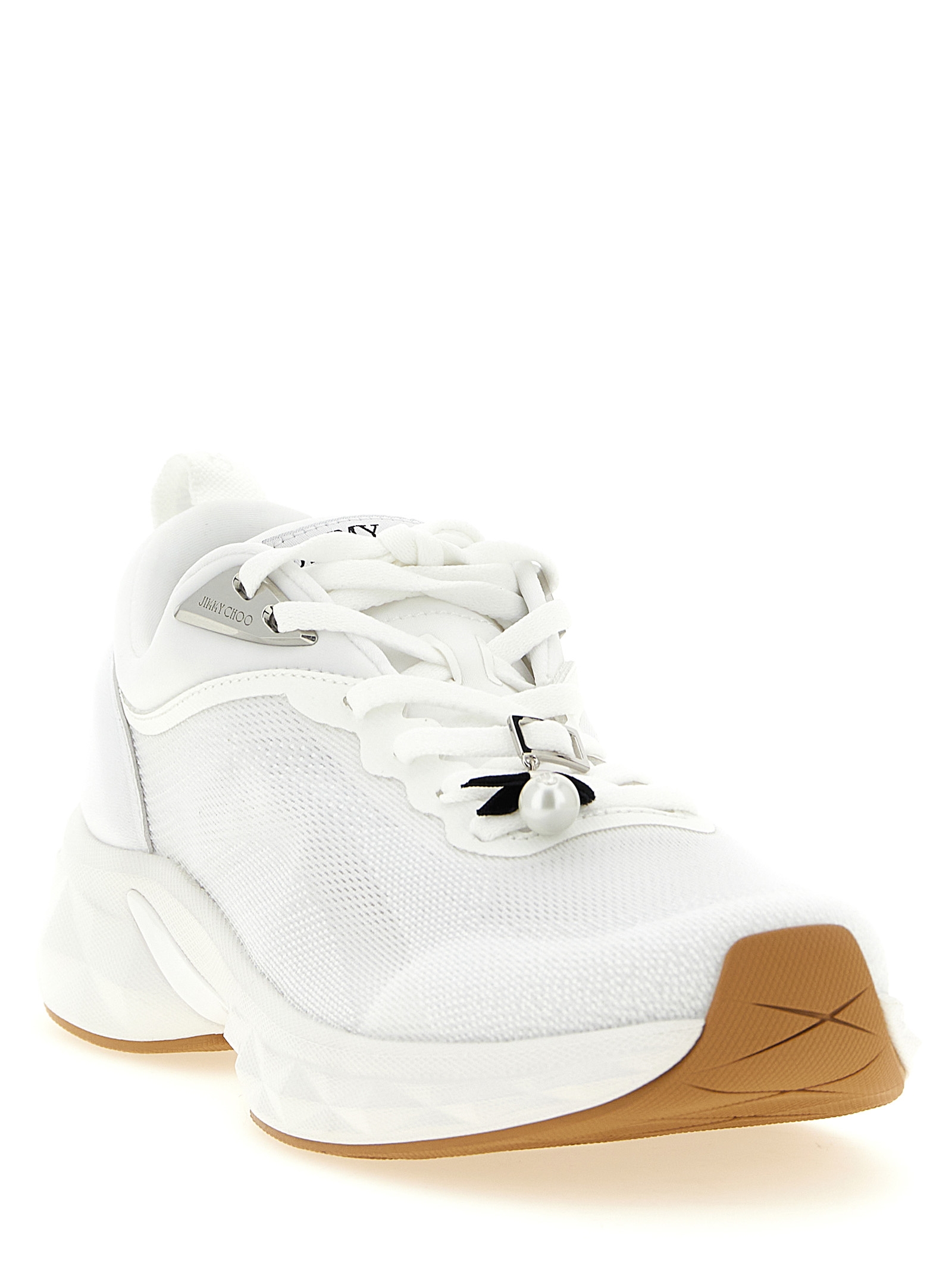 Jimmy Choo White Tencel Athletic Sneakers Jimmy Choo White Tencel Athletic Sneakers - Image 2