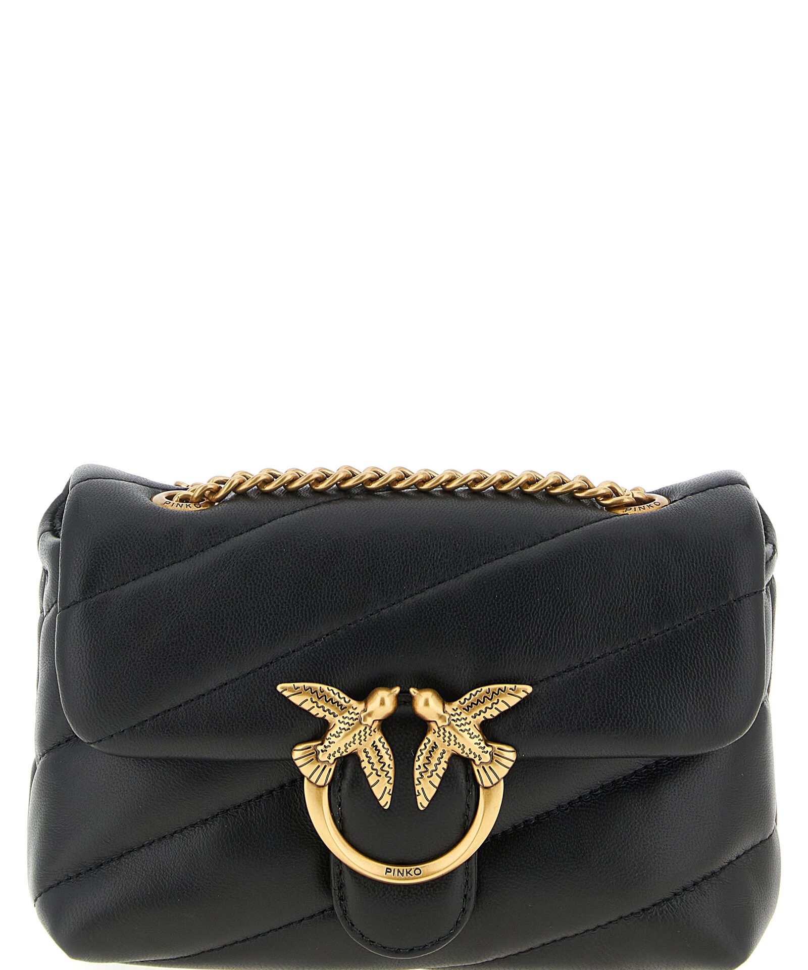 PINKO Black Lamb Leather Crossbody Bag