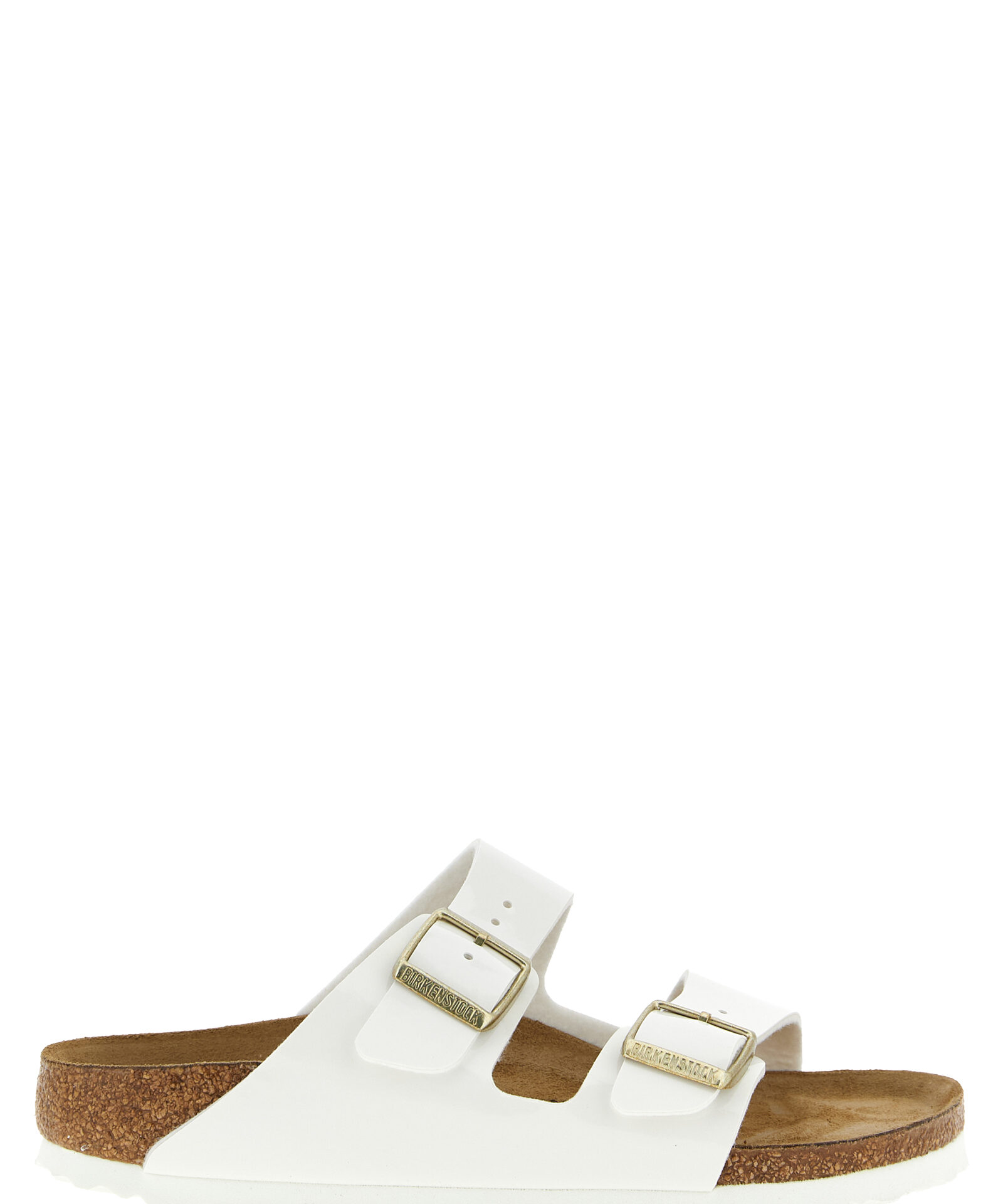Birkenstock White Artificial Leather Slides