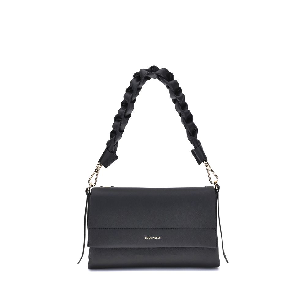Coccinelle Black Calf Leather Bos Taurus Shoulder Bag Coccinelle Black Calf Leather Bos Taurus Shoulder Bag