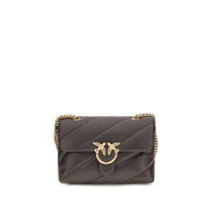 PINKO Brown Calf Leather Bos Taurus Shoulder Bag
