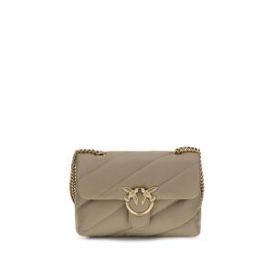 PINKO Gray Calf Leather Bos Taurus Shoulder Bag