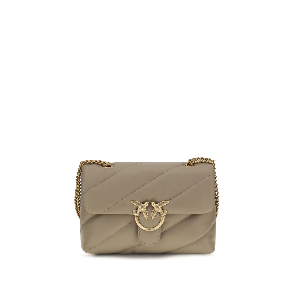 PINKO Gray Calf Leather Bos Taurus Shoulder Bag PINKO Gray Calf Leather Bos Taurus Shoulder Bag