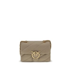PINKO Beige Calf Leather Bos Taurus Shoulder Bag