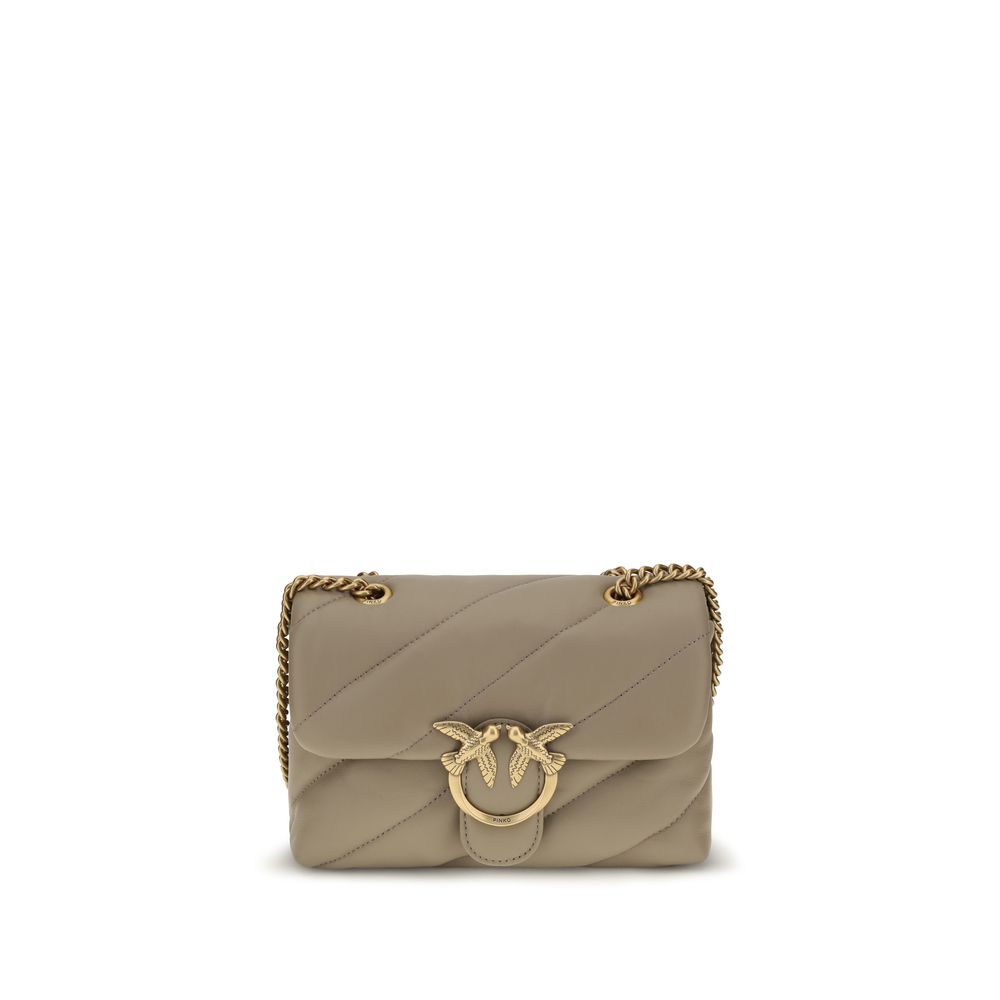 PINKO Beige Calf Leather Bos Taurus Shoulder Bag PINKO Beige Calf Leather Bos Taurus Shoulder Bag