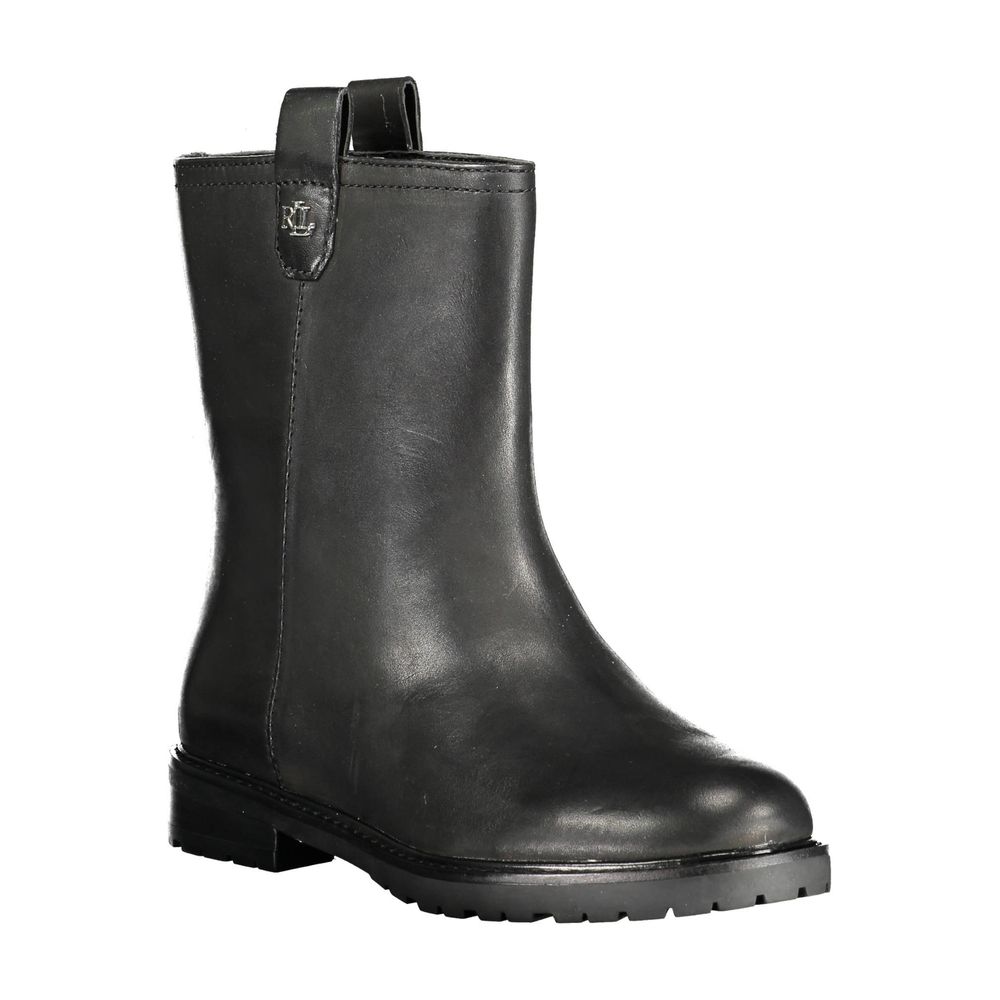 Ralph Lauren Black Leather Women Ankle Boot Ralph Lauren Black Leather Women Ankle Boot - Image 3
