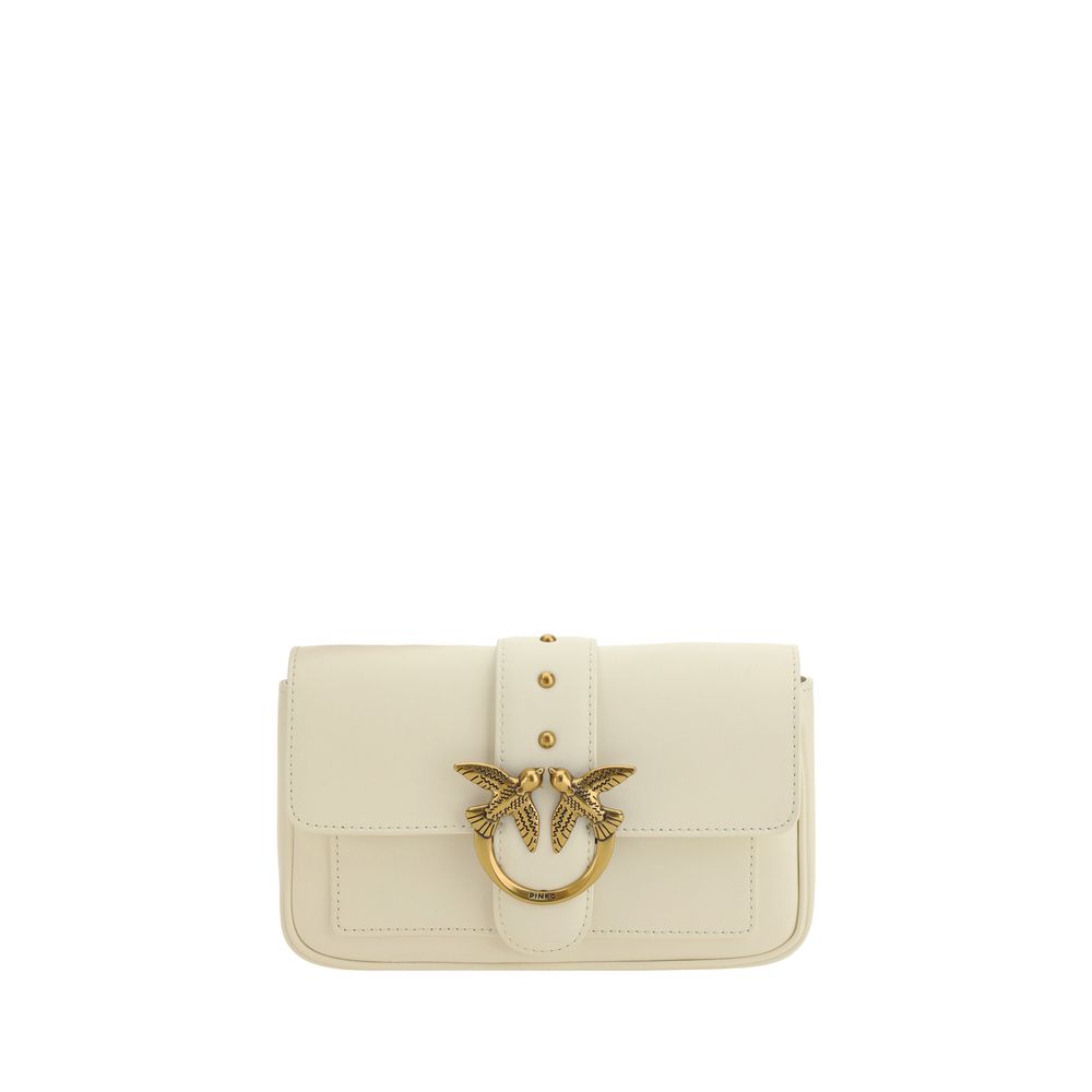 PINKO White Calf Leather Bos Taurus Shoulder Bag PINKO White Calf Leather Bos Taurus Shoulder Bag