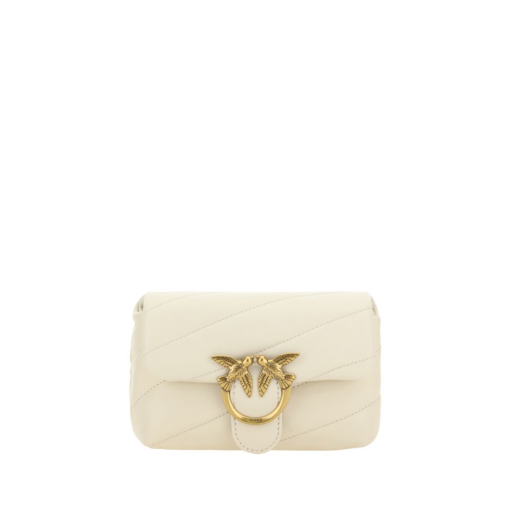 PINKO White Calf Leather Bos Taurus Shoulder Bag PINKO White Calf Leather Bos Taurus Shoulder Bag