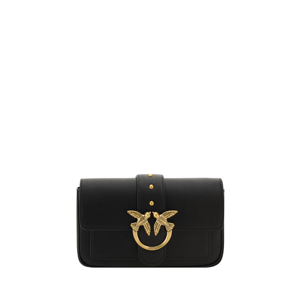 PINKO Black Calf Leather Bos Taurus Shoulder Bag PINKO Black Calf Leather Bos Taurus Shoulder Bag