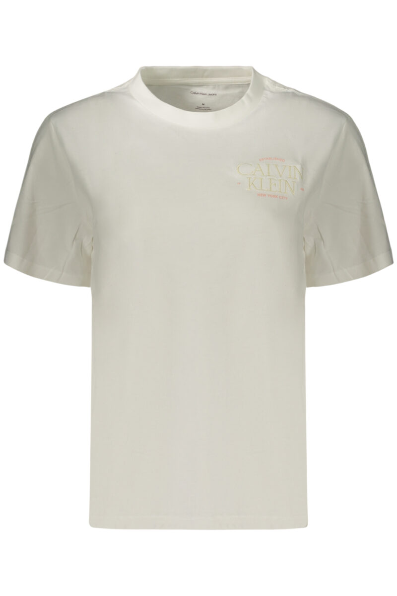 calvinkleint-shirtmanichecortedonnabianco_1 CALVIN KLEIN Moteriški Balti Marškinėliai