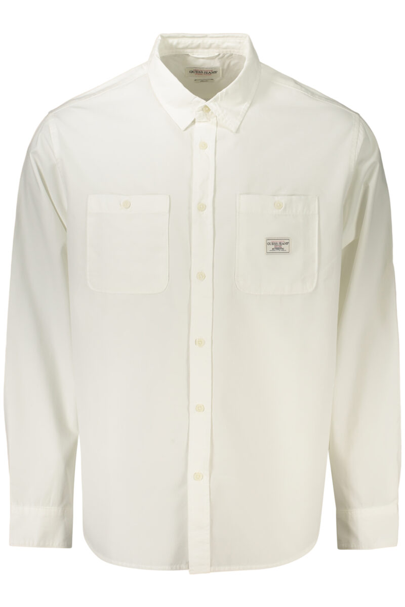 guessjeanscamiciamanichelungheuomobianco_1 GUESS JEANS Vyriški Balti Marškiniai