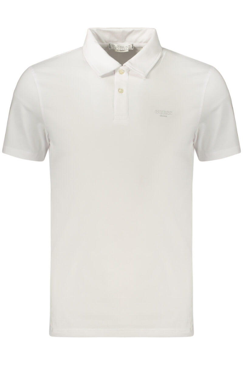 guessjeanspolomanichecorteuomobianco_1 GUESS JEANS Vyriški Balti Polo marškinėliai