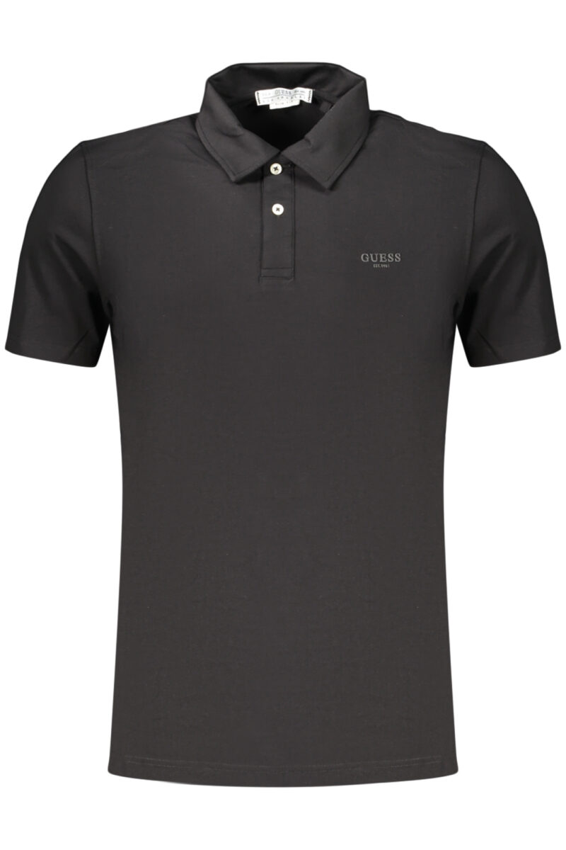 guessjeanspolomanichecorteuomonero_1 GUESS JEANS Vyriški Juodi Polo marškinėliai