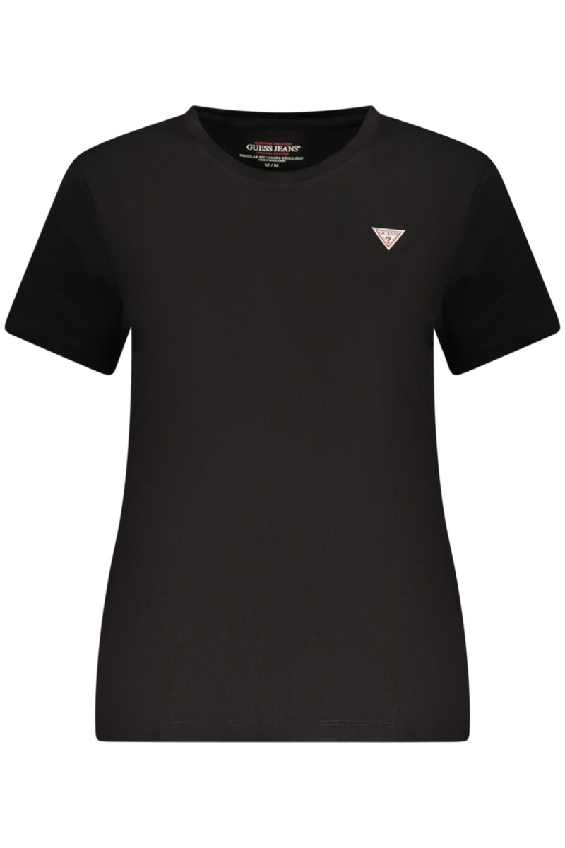 guessjeanst-shirtmanichecortedonnanero_1 GUESS JEANS Moteriški Juodi Marškinėliai