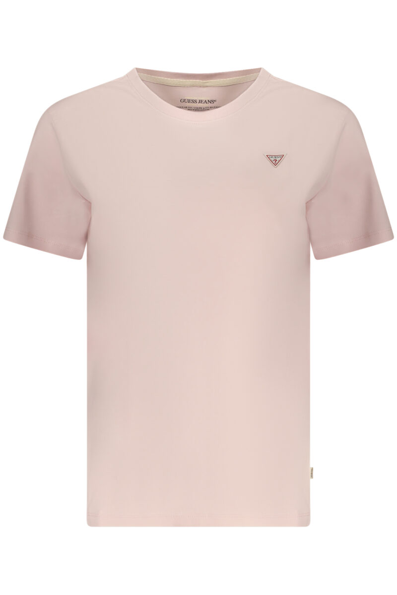 guessjeanst-shirtmanichecortedonnarosa_1 GUESS JEANS Moteriški Rožiniai Marškinėliai