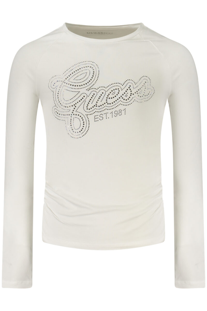 GUESS JEANS Moteriški Balti Marškinėliai su Ilgomis Rankovėmis