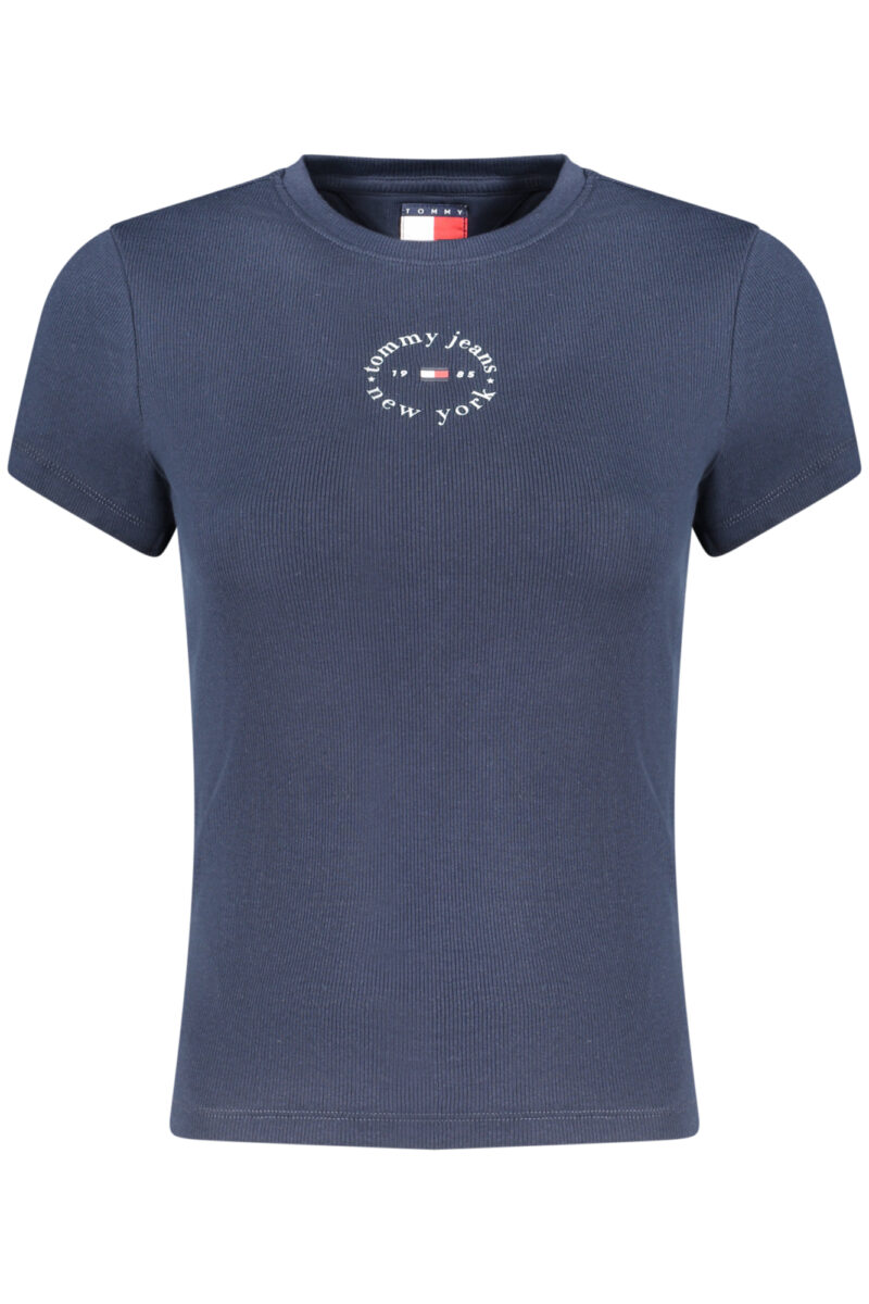 tommyhilfigert-shirtmanichecortedonnablu_1 TOMMY HILFIGER Moteriški Mėlyni Marškinėliai